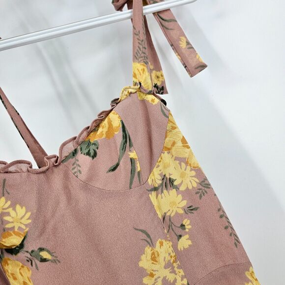 Reformation Nikita Dress Gwenyth Floral Tie Strap Ruffle Smocked Midi NWT Size 0 - Picture 3 of 9